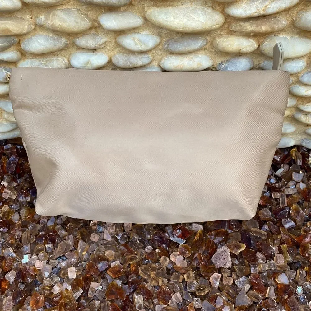 Burberry Pouch Cosmetic Makeup Case Tan Travel Toiletries Bag.